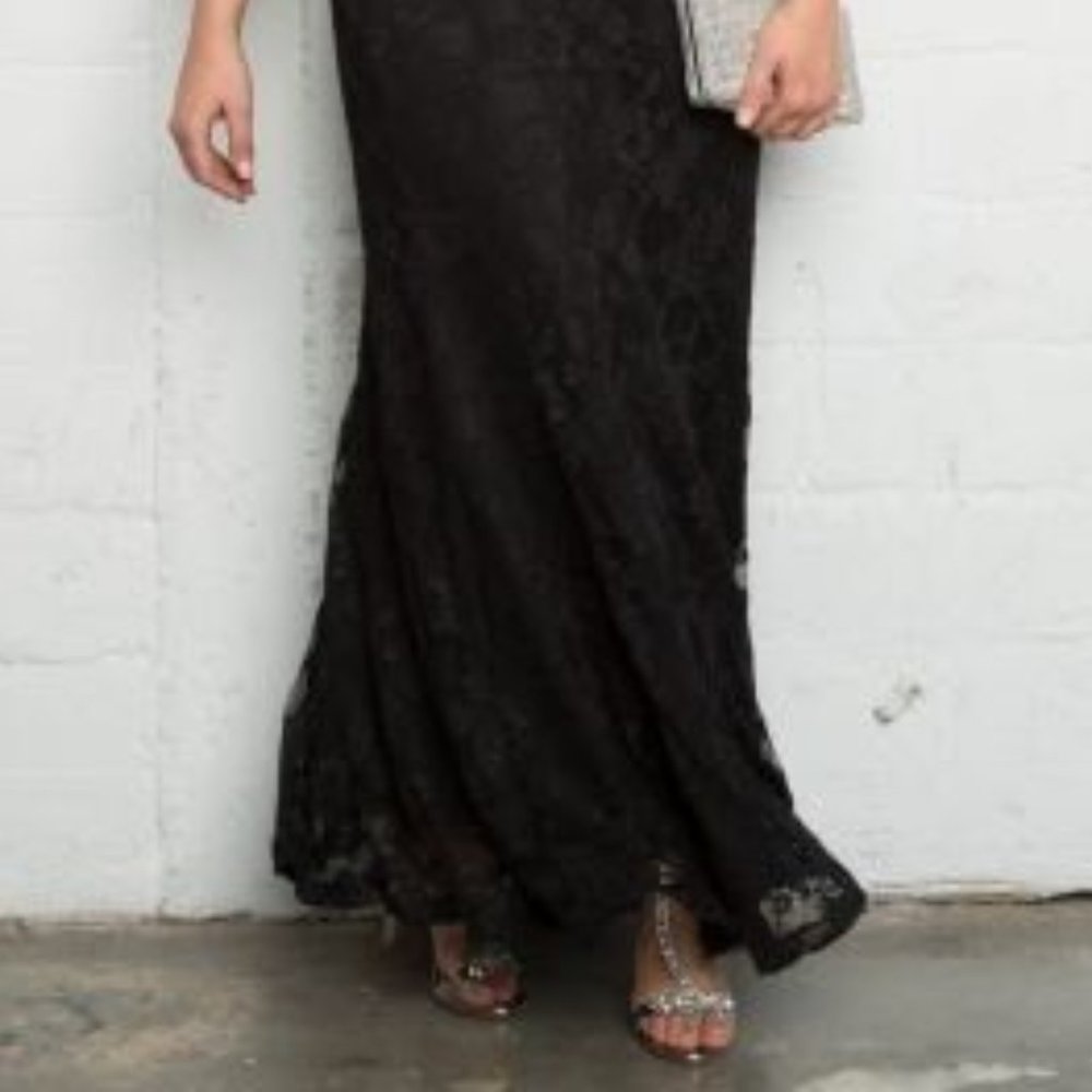 💜KIYONNA NEW 1X fits 14/16 BLACK LACE DRESS GOWN - Picture 13 of 16
